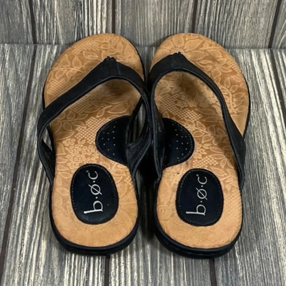BOC Born Black Sandal Thong Flip Flop‎ Summer Casual Vacation Sz 7 Relaxation